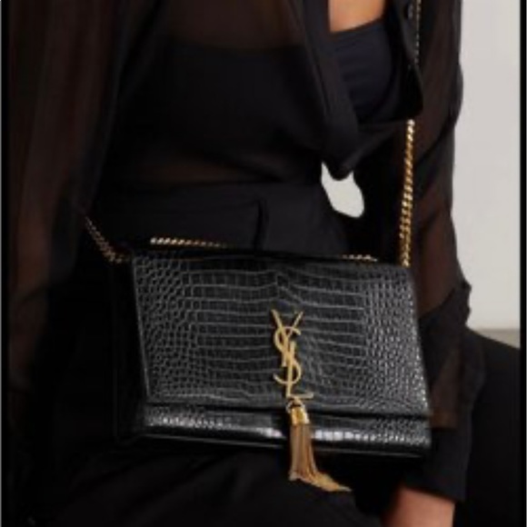 SAINT LAURENT Crocodile Embossed Medium Kate Tassel Bag - Picture 12 of 15